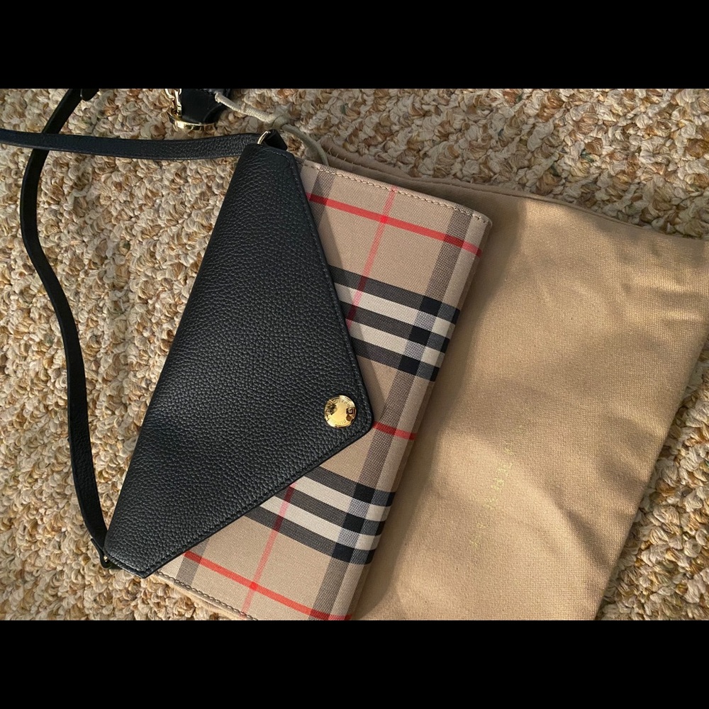 Burberry check & leather wallet